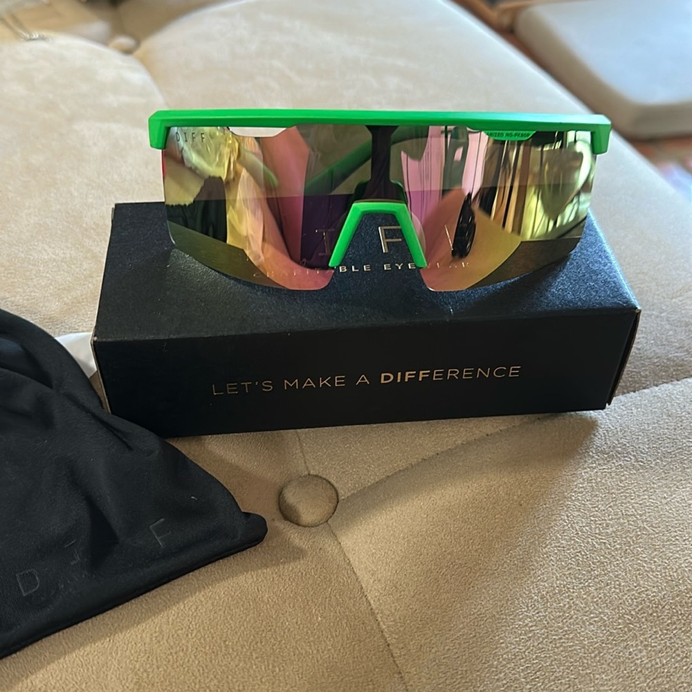 NWT Diff Eyewear Luka Neon Green Polarized Sunglasses
